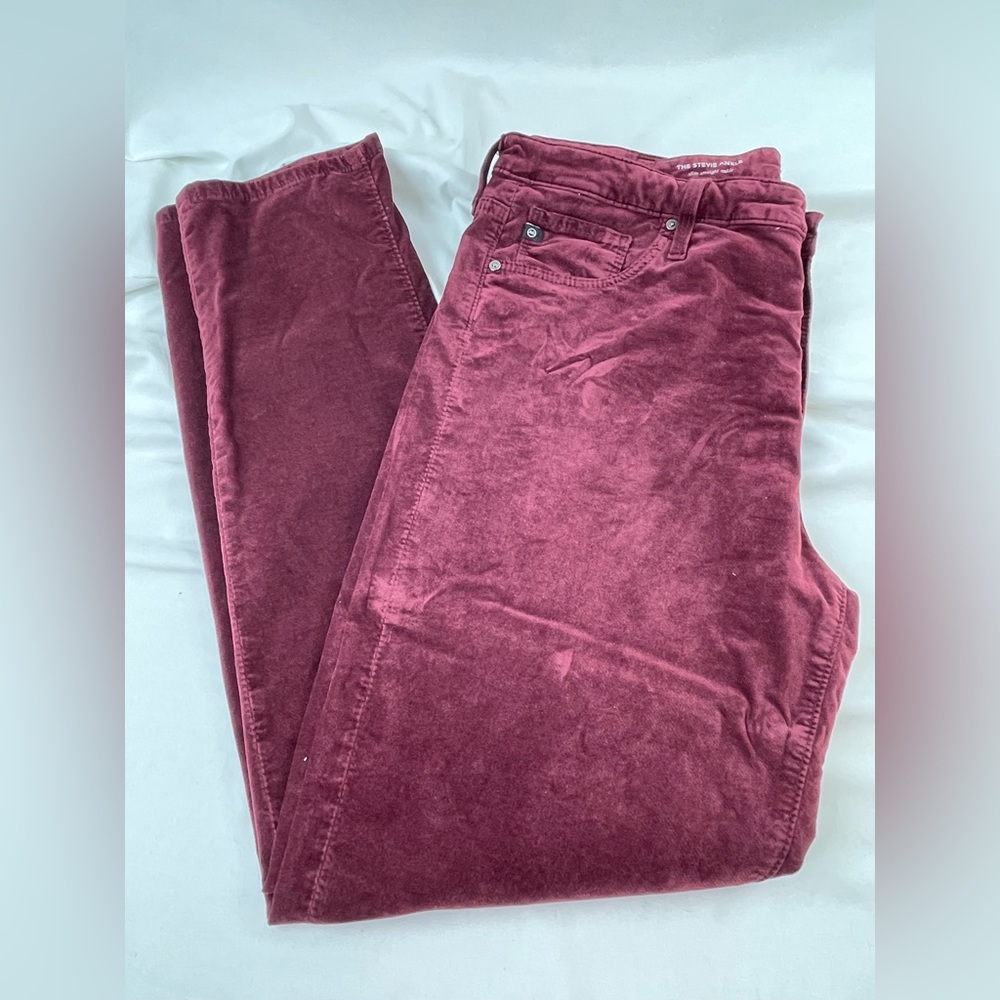 ⭐️Anthropologie ADRIANO GOLDSCHMIED Pants in Rich Velvet Burgundy